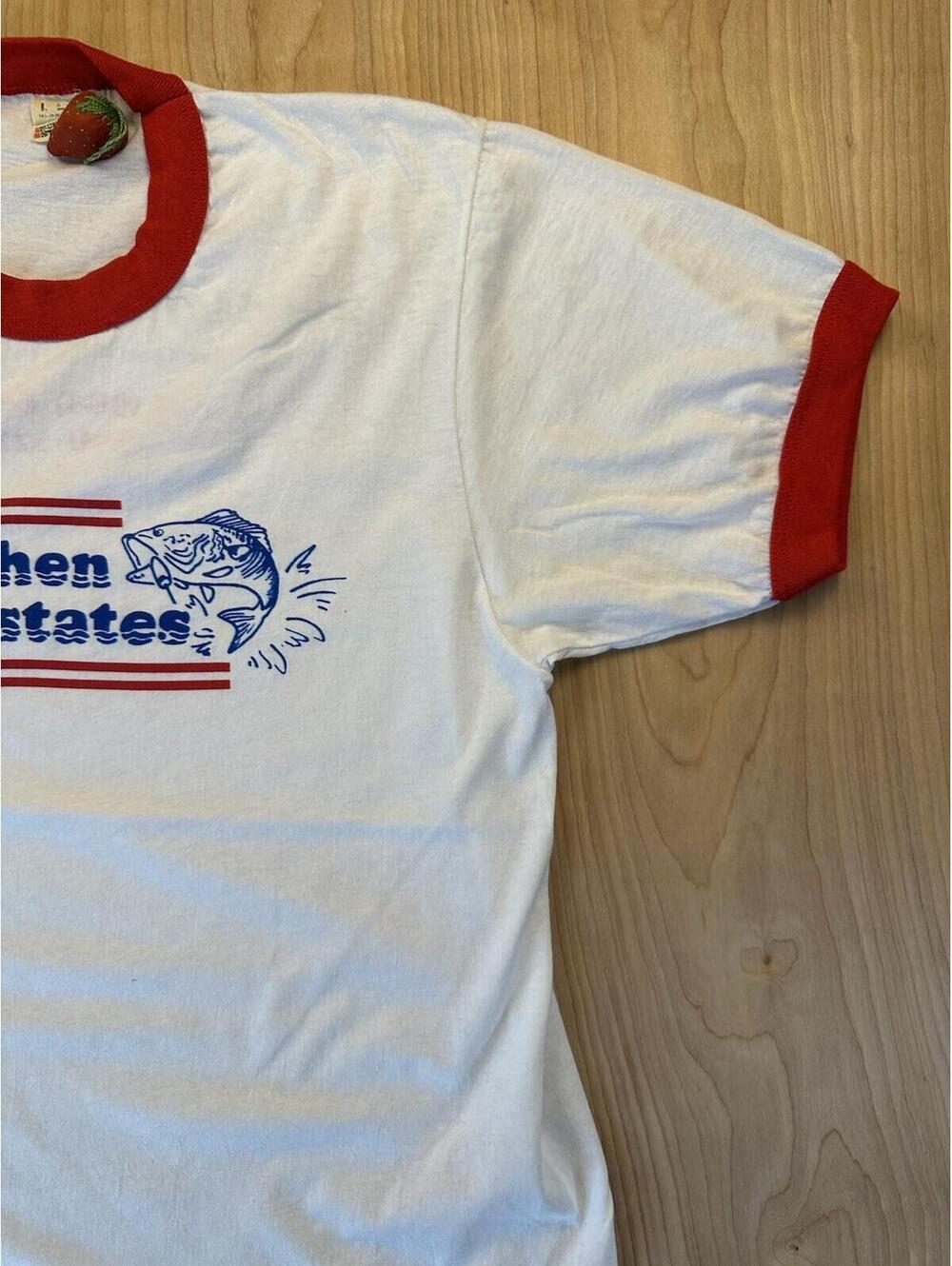 vintage 80's LARGE MOUTH BASS ringer T shirt SCREEN STARS large MADE IN USA - Picture 7 of 16